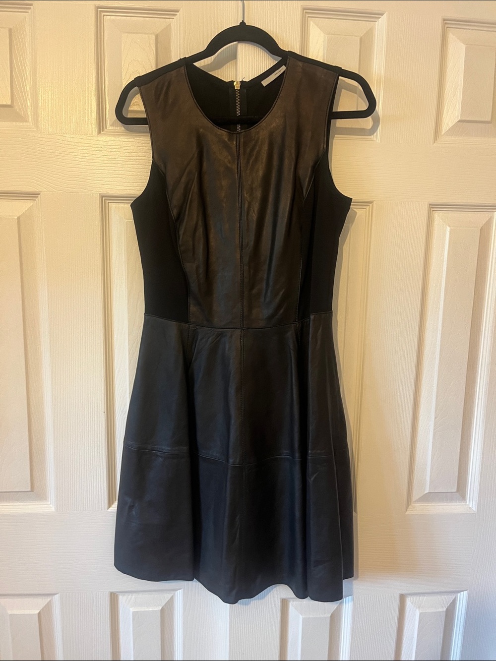 Halogen Women’s Black Faux Leather Sleeveless Fit-and-Flare Mini Dress Size 8
